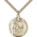 St. Michael the Archangel Medal, Gold Filled - 24" 2.4mm Gold Plated Endless Chain