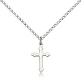 Cross Pendant, Sterling Silver - 18" 1.2mm Sterling Silver Chain + Clasp