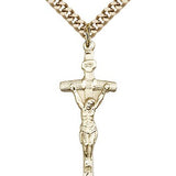 Papal Crucifix Pendant, Gold Filled - 24" 2.4mm Gold Plated Endless Chain
