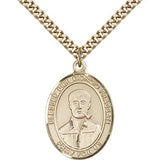 Blessed Pier Giorgio Frassati Medal, Gold Filled, Large - 24" 2.4mm Gold Plated Chain + Clasp