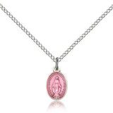 Miraculous Medal, Sterling Silver - 18" 1.2mm Sterling Silver Chain + Clasp
