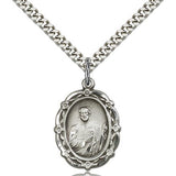 St. Jude Medal, Sterling Silver - 24" 2.4mm Rhodium Plate Endless Chain