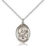 St. Meinrad of Einsideln Medal, Sterling Silver, Medium - 18" 1.2mm Sterling Silver Chain + Clasp