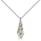Infant of Prague Medal, Sterling Silver - 18" 1.2mm Sterling Silver Chain + Clasp