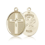 National Guard Cross Pendant, 14 Karat Gold - 14 KT Yellow Gold