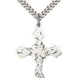 Cross Pendant, Sterling Silver - 24" 2.4mm Rhodium Plate Endless Chain