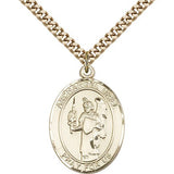 St. Uriel Medal, Gold Filled, Large - 24" 2.4mm Gold Plated Chain + Clasp