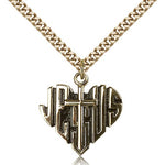 Heart of Jesus Cross Pendant, Gold Filled - 24" 2.4mm Gold Plated Endless Chain