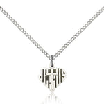 Heart of Jesus Cross Pendant, Sterling Silver - 18" 1.2mm Sterling Silver Chain + Clasp