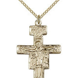 San Damiano Crucifix Pendant, Gold Filled - Gold-tone