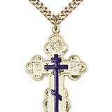 St. Olga Cross Pendant, Gold Filled - 24" 2.4mm Gold Plated Endless Chain