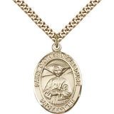 St. Catherine Laboure Medal, Gold Filled, Large - 24" 2.4mm Gold Plated Chain + Clasp