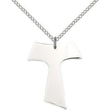Tau Cross Pendant, Sterling Silver - 18" 1.2mm Sterling Silver Chain + Clasp