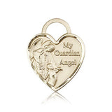 Guardian Angel Heart Medal, 14 Karat Gold - 14 KT Yellow Gold