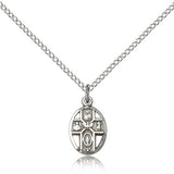 5 Way Cross Pendant, Sterling Silver - 18" 1.2mm Sterling Silver Chain + Clasp