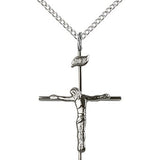 Crucifix Pendant, Sterling Silver - 18" 1.2mm Sterling Silver Chain + Clasp