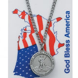 Round St. Michael National Guard Medal and Prayer Card Set - Silver-tone