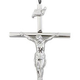 Crucifix Pendant, Sterling Silver - 24" 2.4mm Rhodium Plate Endless Chain