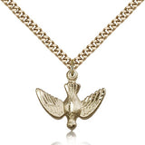 Holy Spirit Medal, Gold Filled - 24" 2.4mm Gold Plated Endless Chain