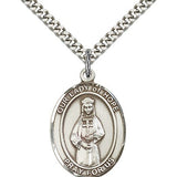 Our Lady of Hope Medal, Sterling Silver, Large - 24" 2.4mm Rhodium Plate Chain + Clasp
