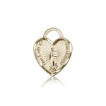 Our Lady of Guadalupe Heart Recuerdo Medal, 14 Karat Gold - 14 KT Yellow Gold
