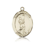 St. Sebastian Lacrosse Medal, 14 Karat Gold, Large - 14 KT Yellow Gold