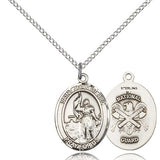 St. Joan of Arc National Guard Medal, Sterling Silver, Medium - 18" 1.2mm Sterling Silver Chain + Clasp
