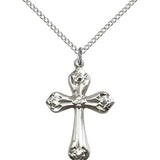 Cross Pendant, Sterling Silver - 18" 1.2mm Sterling Silver Chain + Clasp