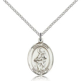 St. Jane of Valois Medal, Sterling Silver, Medium - 18" 1.2mm Sterling Silver Chain + Clasp