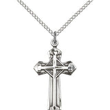 Cross Pendant, Sterling Silver - 18" 1.2mm Sterling Silver Chain + Clasp