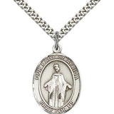Our Lady of Africa Medal, Sterling Silver, Large - 24" 2.4mm Rhodium Plate Chain + Clasp