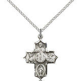 4 Way Cross Pendant, Sterling Silver - 18" 1.2mm Sterling Silver Chain + Clasp
