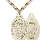 St. Michael National Guard Medal, Gold Filled - 24" 2.4mm Gold Plated Endless Chain