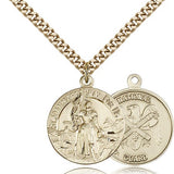 St. Joan of Arc National Guard Medal, Gold Filled - 24" 2.4mm Gold Plated Endless Chain