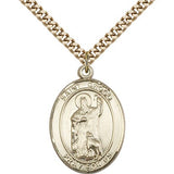 St. Drogo Medal, Gold Filled, Large - 24" 2.4mm Gold Plated Chain + Clasp