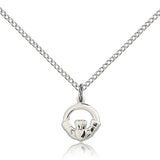 Claddagh Medal, Sterling Silver - 18" 1.2mm Sterling Silver Chain + Clasp