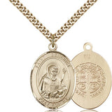 St. Benedict Medal, Gold Filled, Large - 24" 2.4mm Gold Plated Chain + Clasp