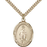 St. Bartholomew the Apostle Medal, Gold Filled, Large - 24" 2.4mm Gold Plated Chain + Clasp
