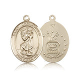 St. Christopher Air Force Medal, 14 Karat Gold, Large - 14 KT Yellow Gold