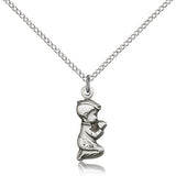 Praying Boy Medal, Sterling Silver - 18" 1.2mm Sterling Silver Chain + Clasp