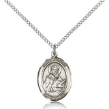 St. Isidore of Seville Medal, Sterling Silver, Medium - 18" 1.2mm Sterling Silver Chain + Clasp