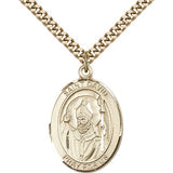 St. David of Wales Medal, Gold Filled, Large - 24" 2.4mm Gold Plated Chain + Clasp