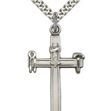 Carpenter Cross Pendant, Sterling Silver - 24" 2.4mm Rhodium Plate Endless Chain