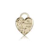Guardian Angel Heart Medal, 14 Karat Gold - 14 KT Yellow Gold