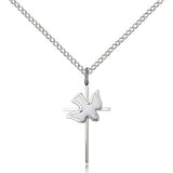 Holy Sprit Cross Pendant, Sterling Silver - 18" 1.2mm Sterling Silver Chain + Clasp