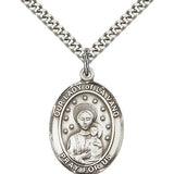 Our Lady of La Vang Medal, Sterling Silver, Large - 24" 2.4mm Rhodium Plate Chain + Clasp