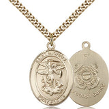 St. Michael Coast Guard Medal, Gold Filled, Large - 24" 2.4mm Gold Plated Chain + Clasp