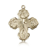 5 Way Cross Pendant, 14 Karat Gold - 14 KT Yellow Gold