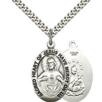 Scapular Medal, Sterling Silver - 24" 2.4mm Rhodium Plate Endless Chain