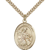 St. Eustachius Medal, Gold Filled, Large - 24" 2.4mm Gold Plated Chain + Clasp